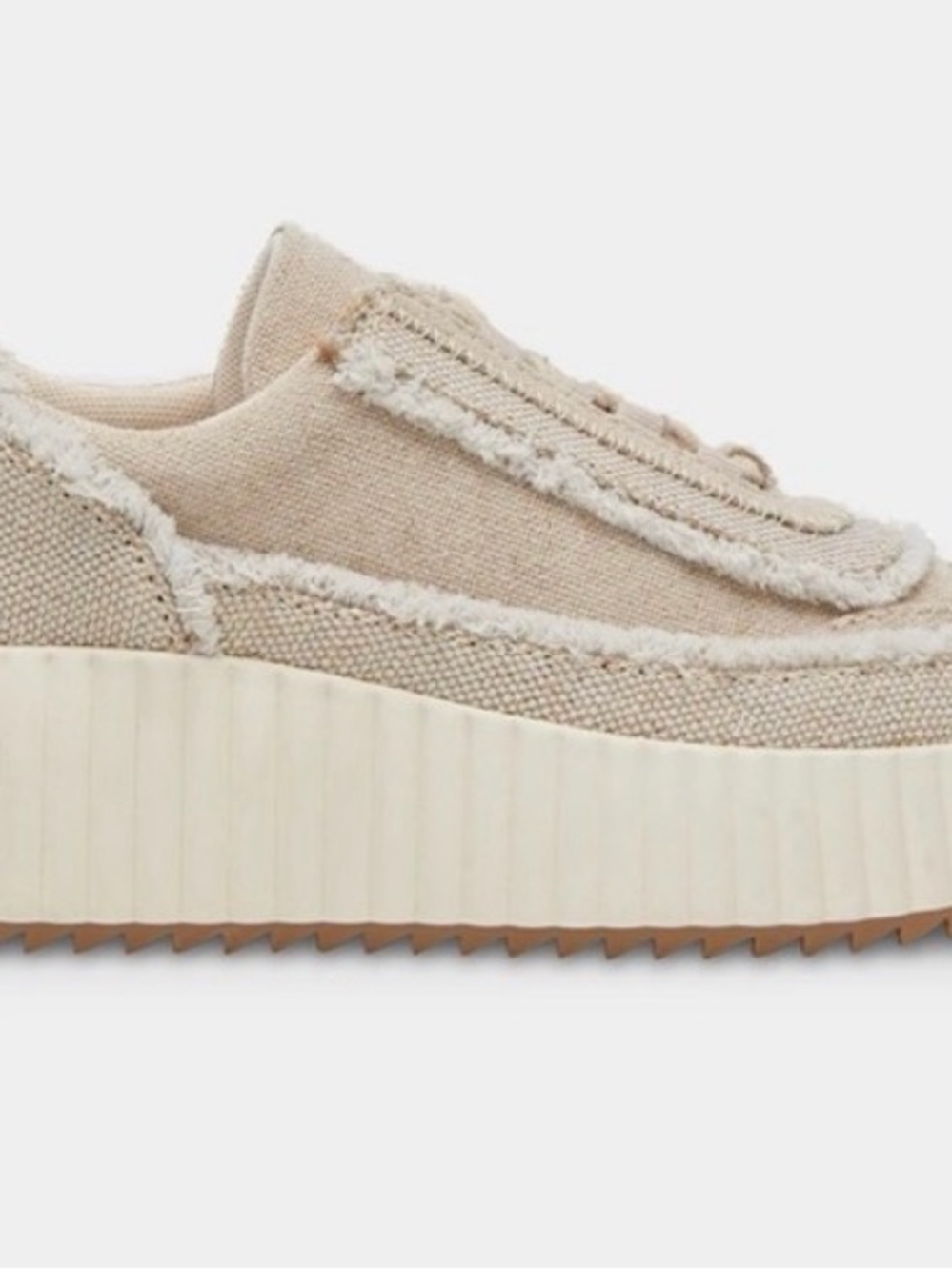 Dolce Vita Beige Frayed Canvas Platform Sneaker
